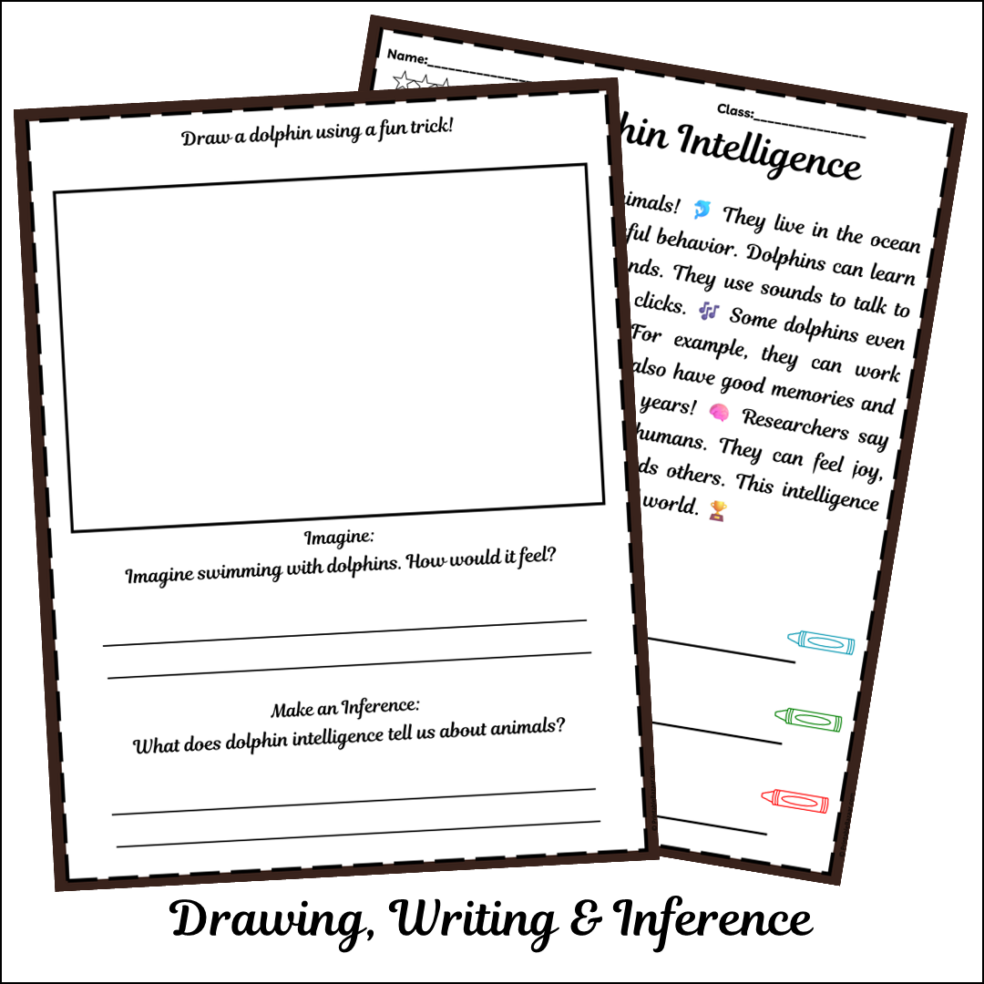 Dolphin Intelligence | Short Reading Comprehension Creative Worksheet