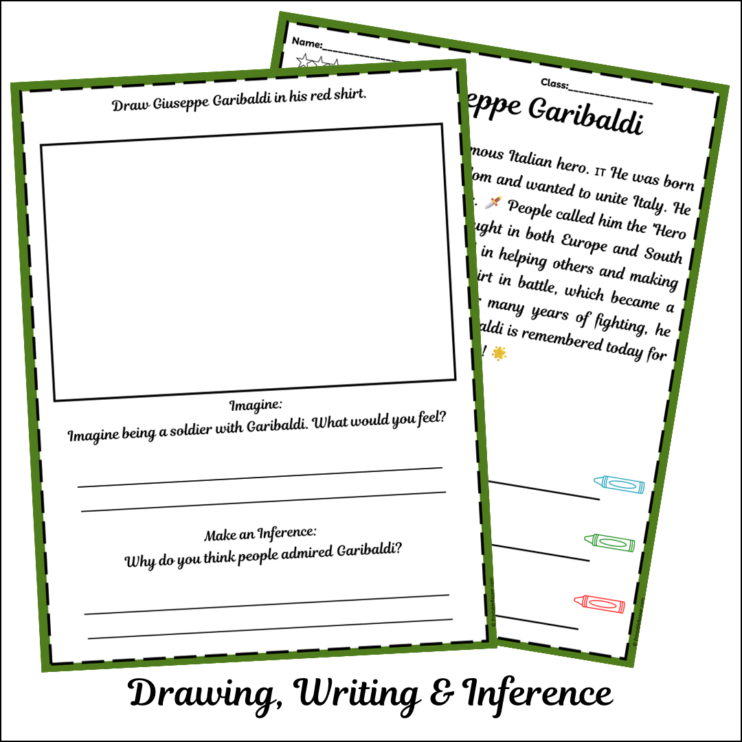 Giuseppe Garibaldi | Short Reading Comprehension Creative Worksheet