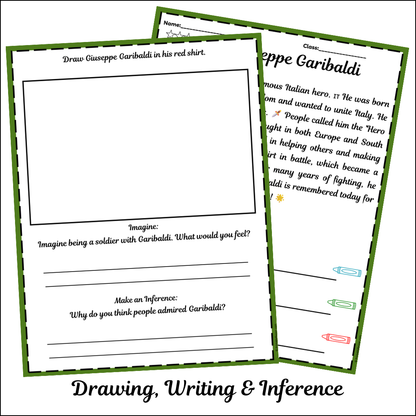 Giuseppe Garibaldi | Short Reading Comprehension Creative Worksheet
