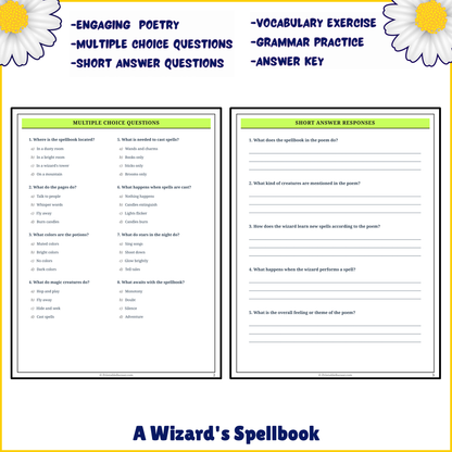 A Wizard's Spellbook | Poem Grammar Worksheet Printable Activity