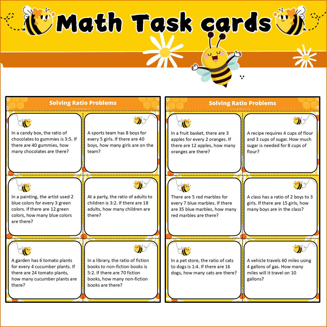 Solving Ratio Problems | Math Task Cards