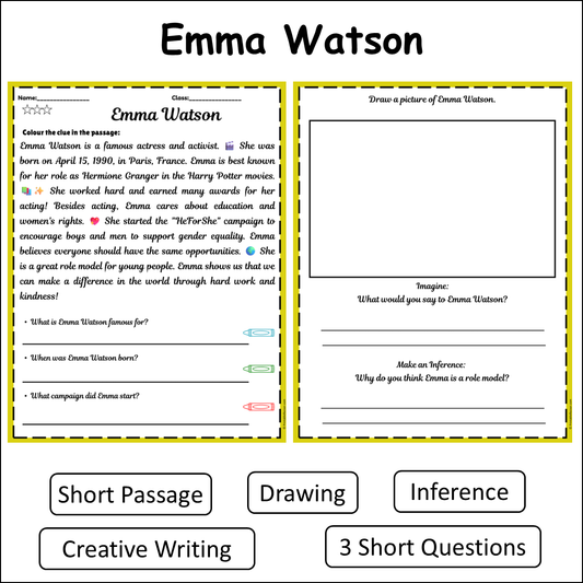Emma Watson | Short Reading Comprehension Creative Worksheet