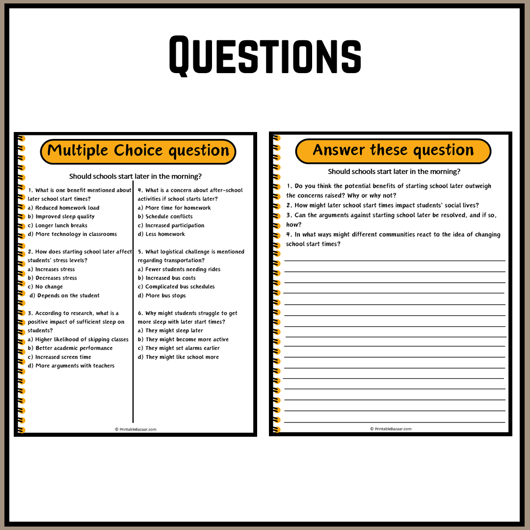 Should schools start later in the morning? | Debate Case Study Worksheet