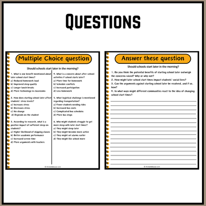 Should schools start later in the morning? | Debate Case Study Worksheet