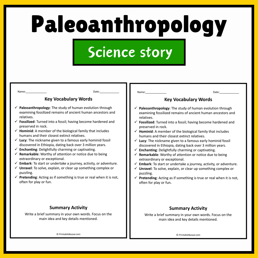Paleoanthropology | Science Story Reading Comprehension Activity