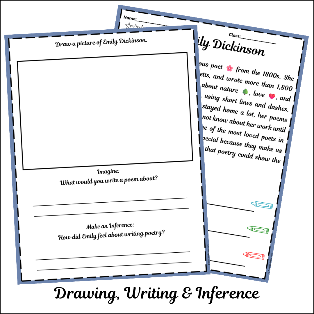Emily Dickinson | Short Reading Comprehension Creative Worksheet
