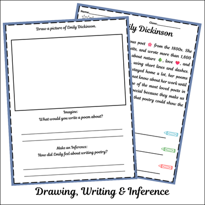 Emily Dickinson | Short Reading Comprehension Creative Worksheet