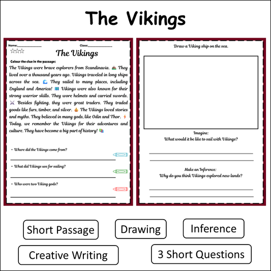 The Vikings | Short Reading Comprehension Creative Worksheet