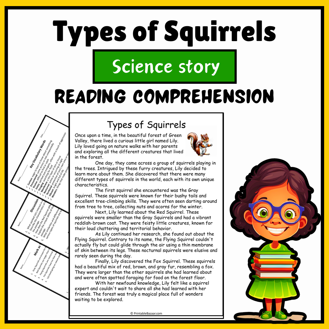 Types of Squirrels | Science Story Reading Comprehension Activity