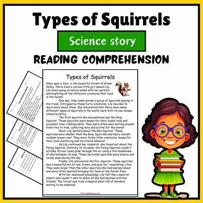 Types of Squirrels | Science Story Reading Comprehension Activity