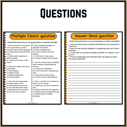 Should school systems focus on career preparedness or academic knowledge? | Debate Case Study Worksheet