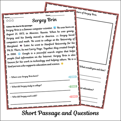 Sergey Brin | Short Reading Comprehension Creative Worksheet