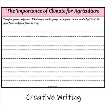 The Importance of Climate for Agriculture | Main Idea and Supporting Details Reading Passage and Questions