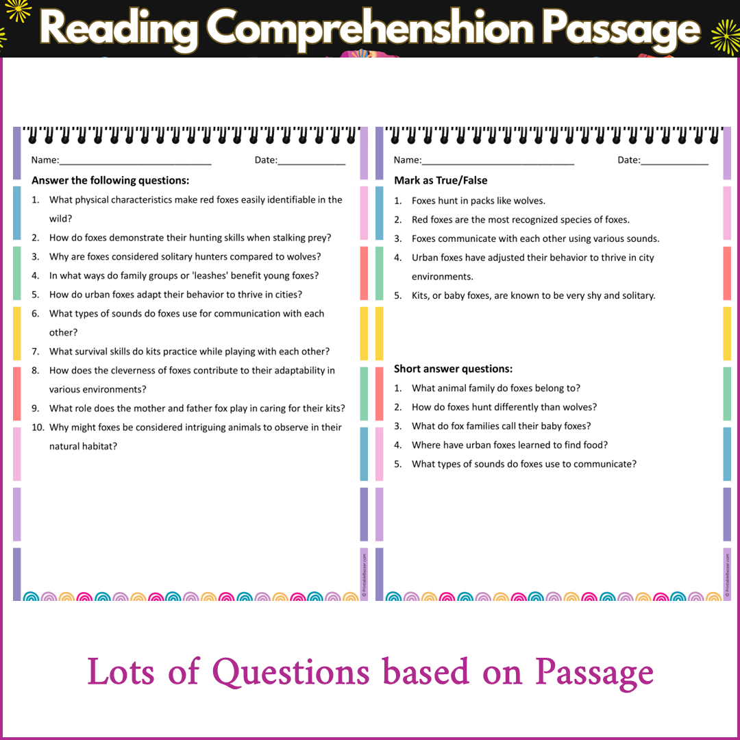 Behavior of Foxes | Reading Comprehension Passage and Questions