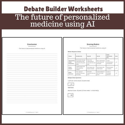 The future of personalized medicine using AI | Favour and Against Worksheet Printable Activity