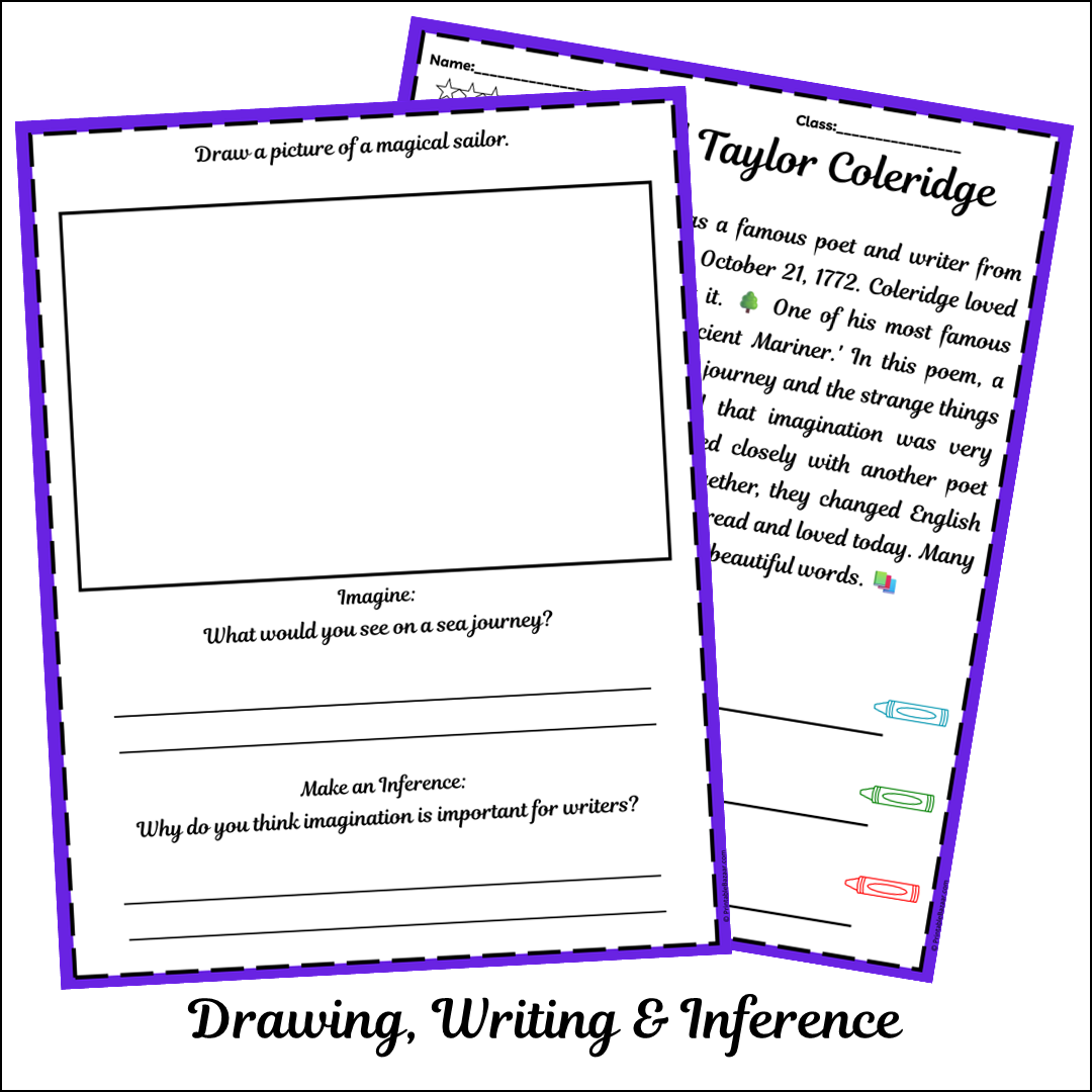 Samuel Taylor Coleridge | Short Reading Comprehension Creative Worksheet