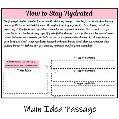 How to Stay Hydrated | Main Idea and Supporting Details Reading Passage and Questions