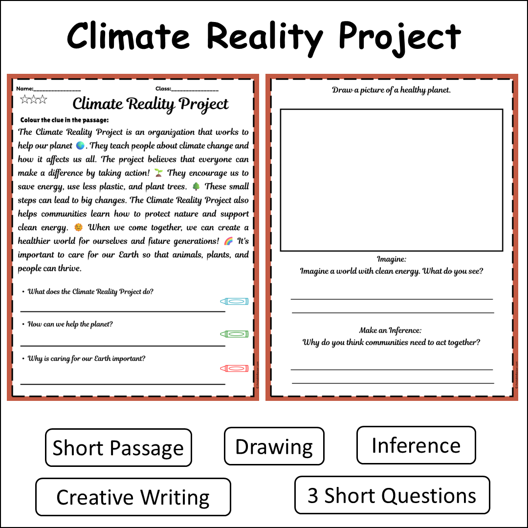 Climate Reality Project | Short Reading Comprehension Creative Worksheet