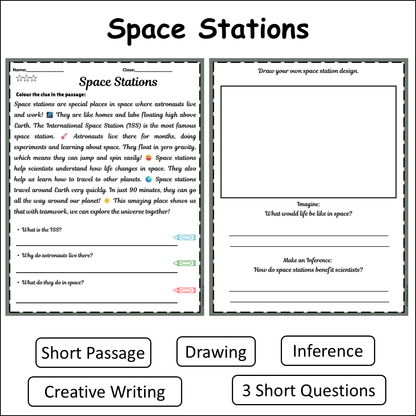 Space Stations | Short Reading Comprehension Creative Worksheet