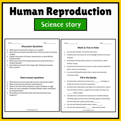 Human Reproduction | Science Story Reading Comprehension Activity