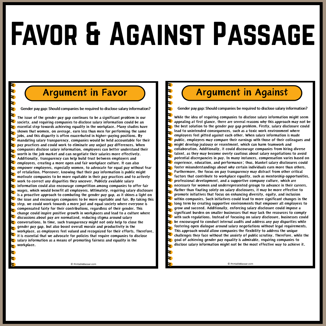 Gender pay gap: Should companies be required to disclose salary information? | Debate Case Study Worksheet