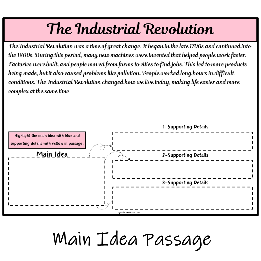 The Industrial Revolution | Main Idea and Supporting Details Reading Passage and Questions