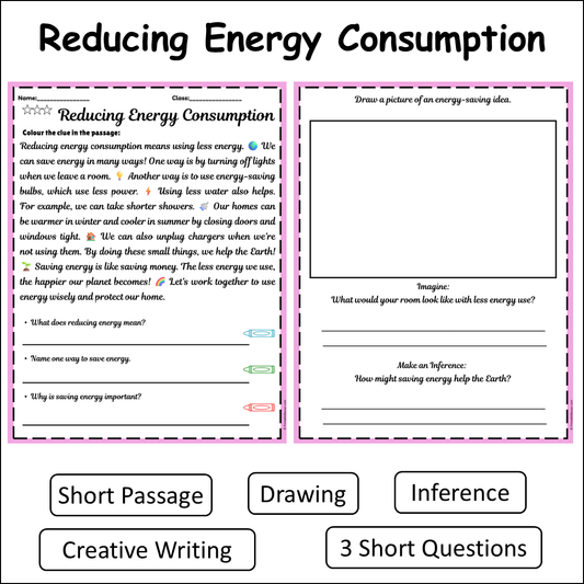 Reducing Energy Consumption | Short Reading Comprehension Creative Worksheet