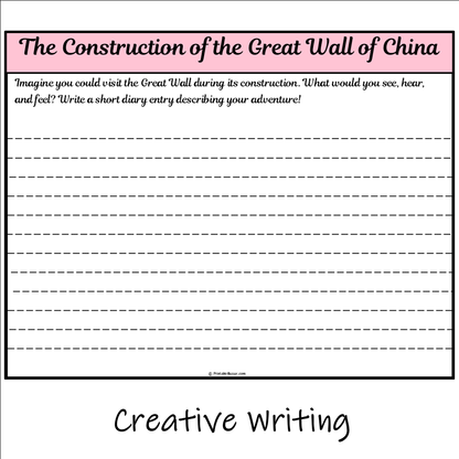 The Construction of the Great Wall of China | Main Idea and Supporting Details Reading Passage and Questions