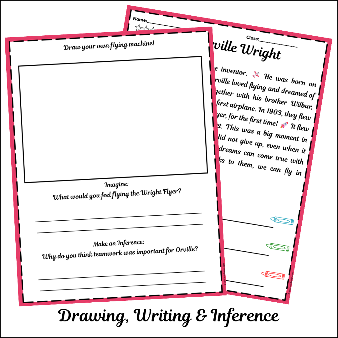 Orville Wright | Short Reading Comprehension Creative Worksheet