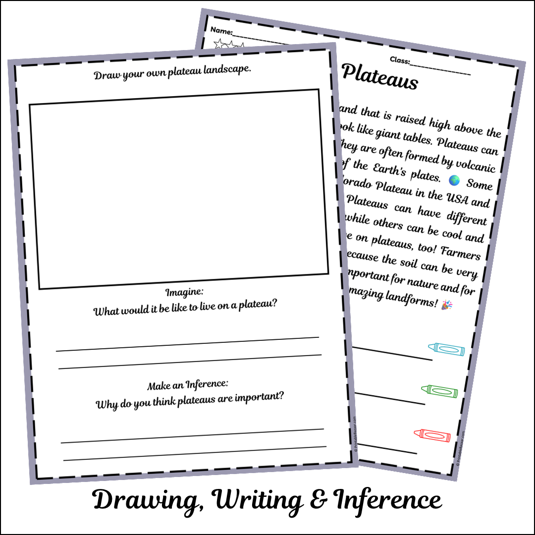 Plateaus | Short Reading Comprehension Creative Worksheet