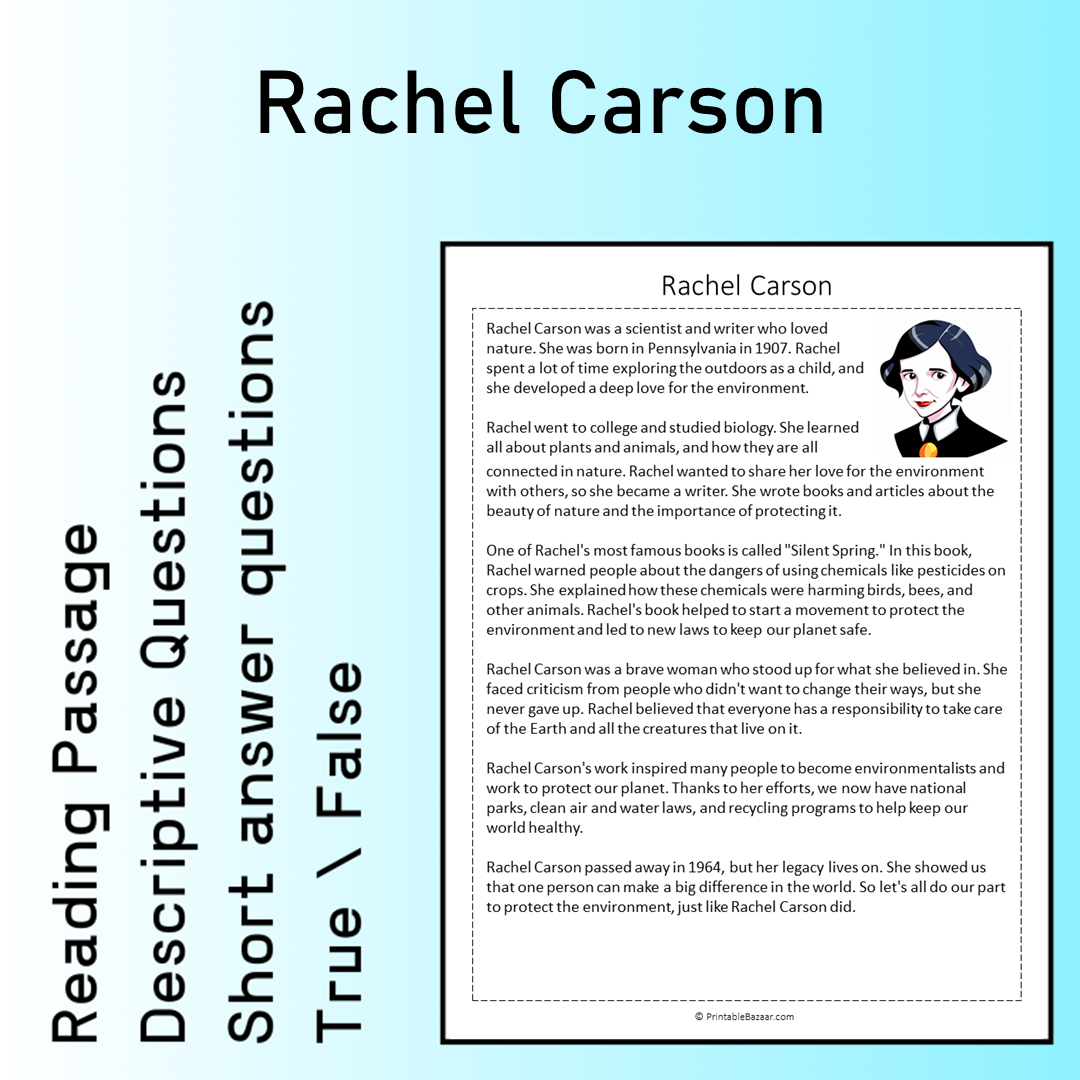 Rachel Carson | Reading Comprehension Passage Printable Worksheet