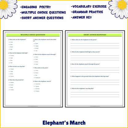 Elephant's March | Poem Grammar Worksheet Printable Activity