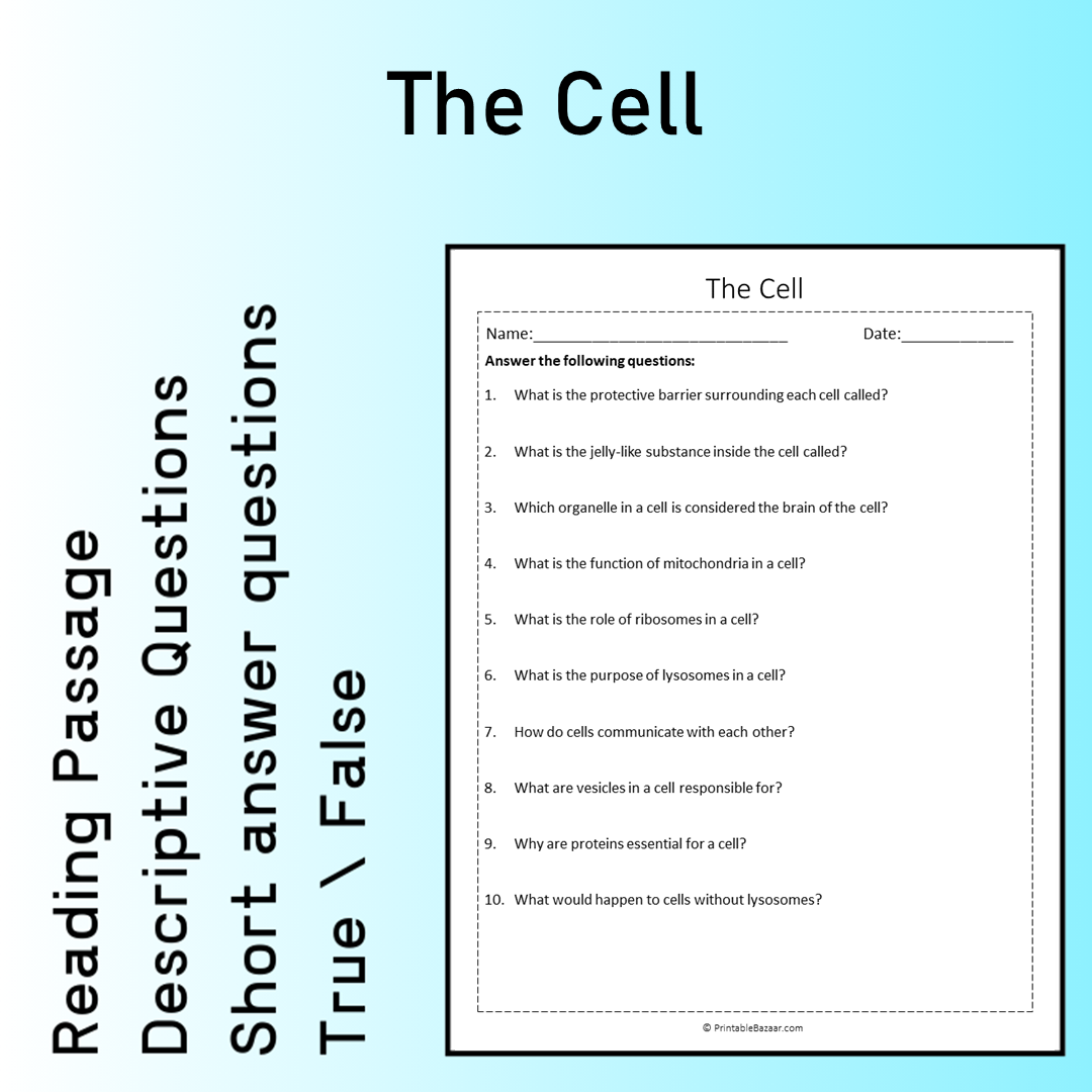 The Cell | Reading Comprehension Passage Printable Worksheet