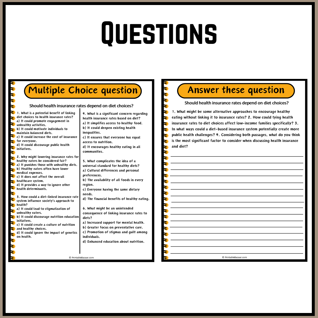 Should health insurance rates depend on diet choices? | Debate Case Study Worksheet