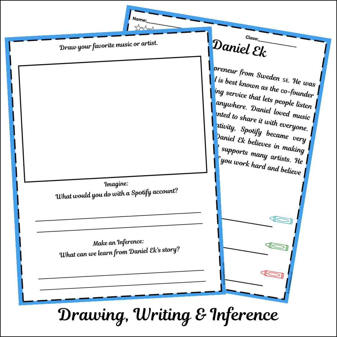Daniel Ek | Short Reading Comprehension Creative Worksheet