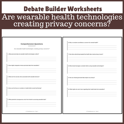 Are wearable health technologies creating privacy concerns? | Favour and Against Worksheet Printable Activity
