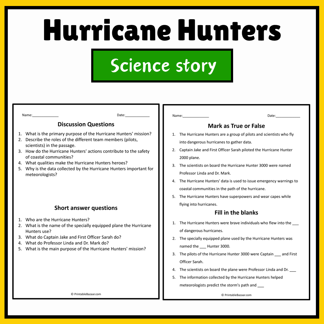 Hurricane Hunters | Science Story Reading Comprehension Activity