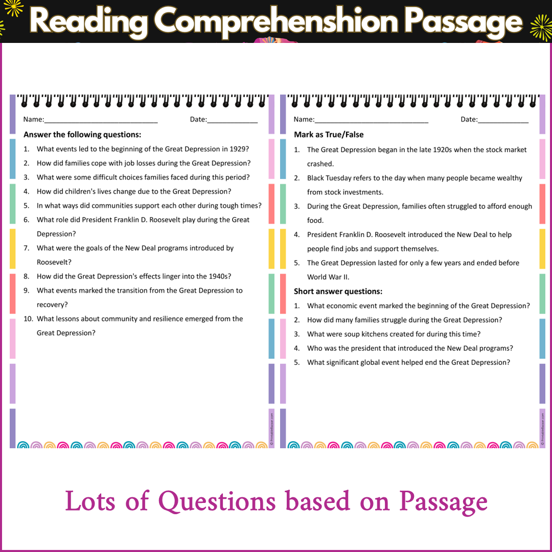 The Great Depression | Reading Comprehension Passage and Questions