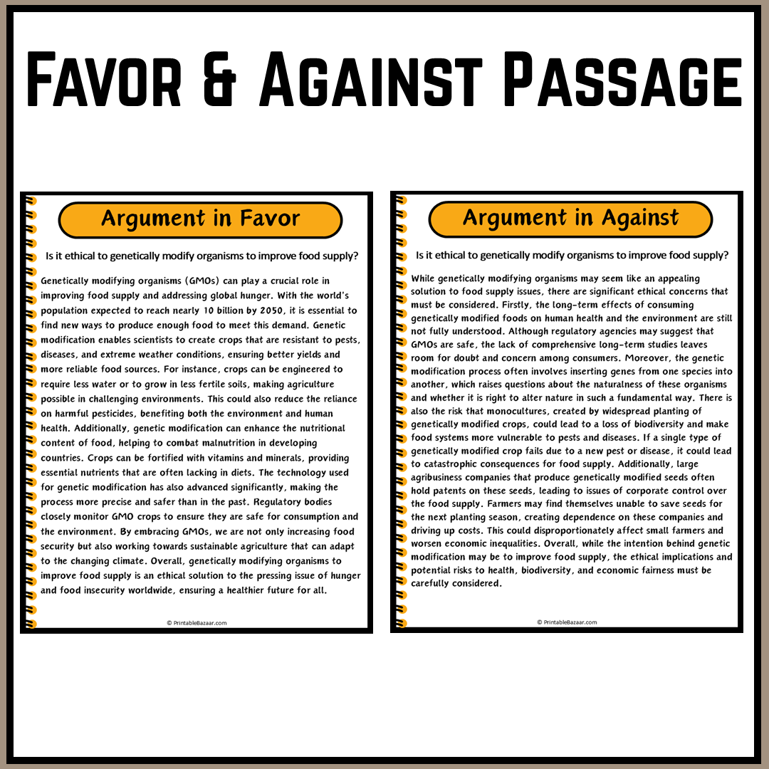 Is it ethical to genetically modify organisms to improve food supply? | Debate Case Study Worksheet