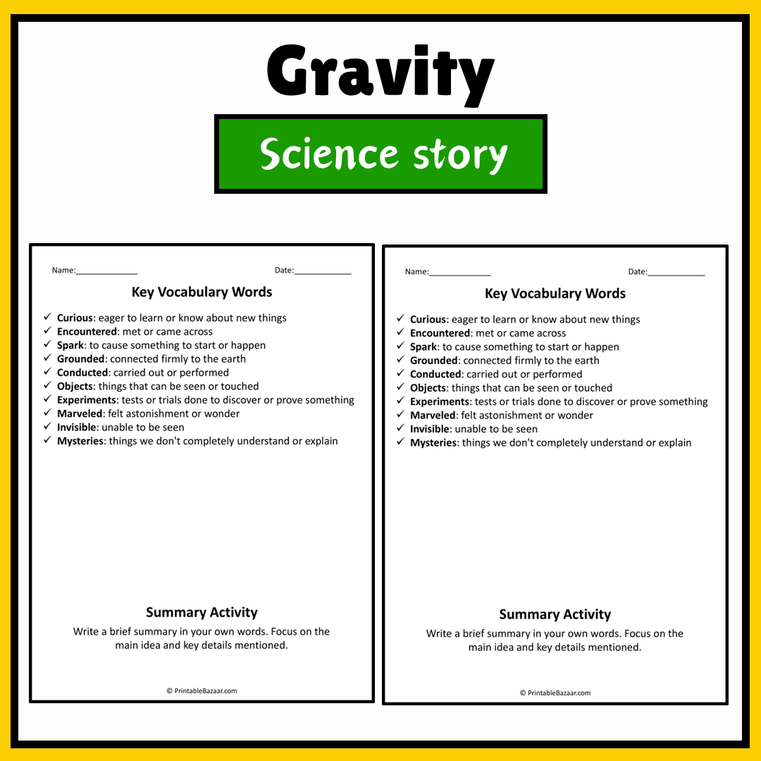 Gravity | Science Story Reading Comprehension Activity