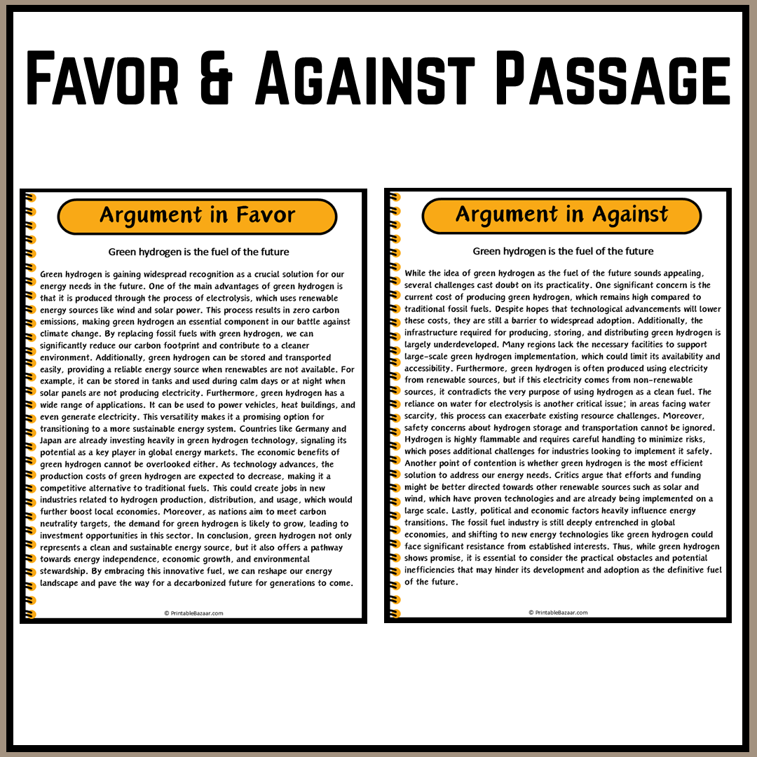 Green hydrogen is the fuel of the future | Debate Case Study Worksheet