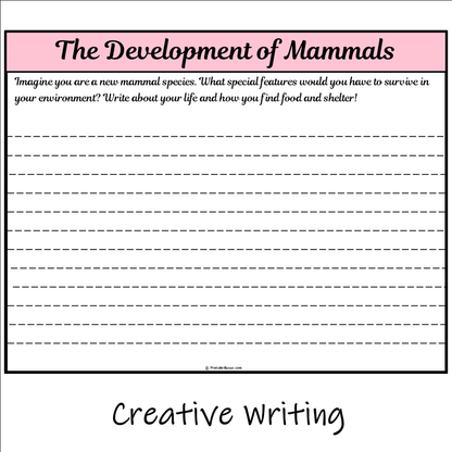 The Development of Mammals | Main Idea and Supporting Details Reading Passage and Questions