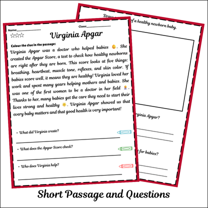 Virginia Apgar | Short Reading Comprehension Creative Worksheet