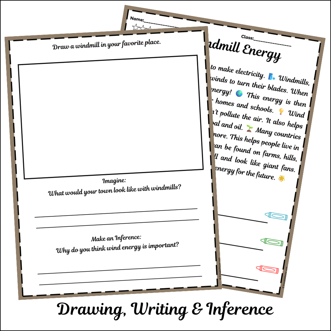 Windmill Energy | Short Reading Comprehension Creative Worksheet