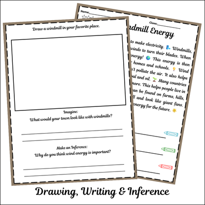 Windmill Energy | Short Reading Comprehension Creative Worksheet