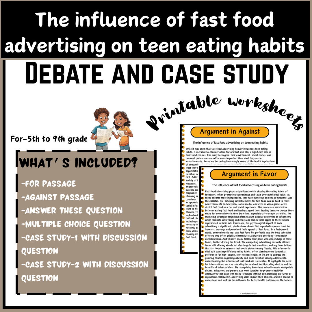 The influence of fast food advertising on teen eating habits | Debate Case Study Worksheet