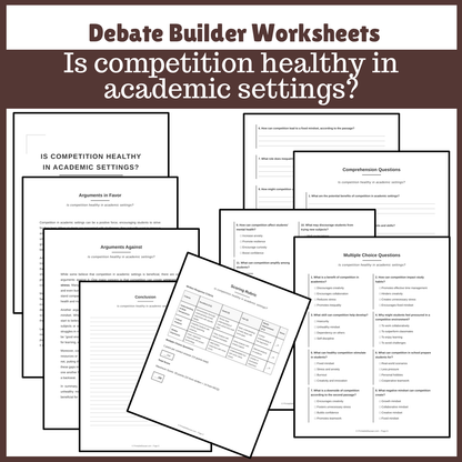 Is competition healthy in academic settings? | Favour and Against Worksheet Printable Activity