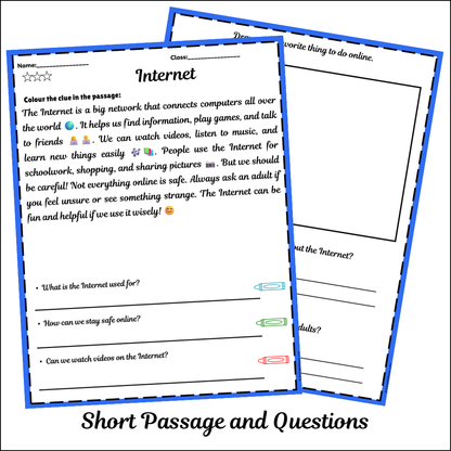 Internet | Short Reading Comprehension Creative Worksheet