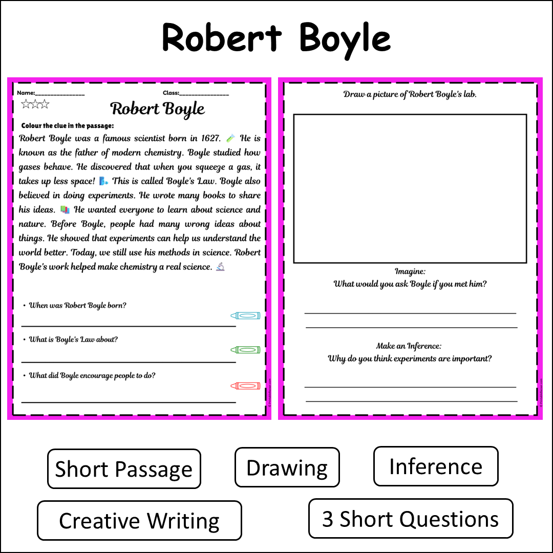 Robert Boyle | Short Reading Comprehension Creative Worksheet