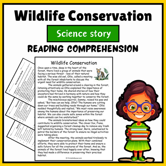 Wildlife Conservation | Science Story Reading Comprehension Activity